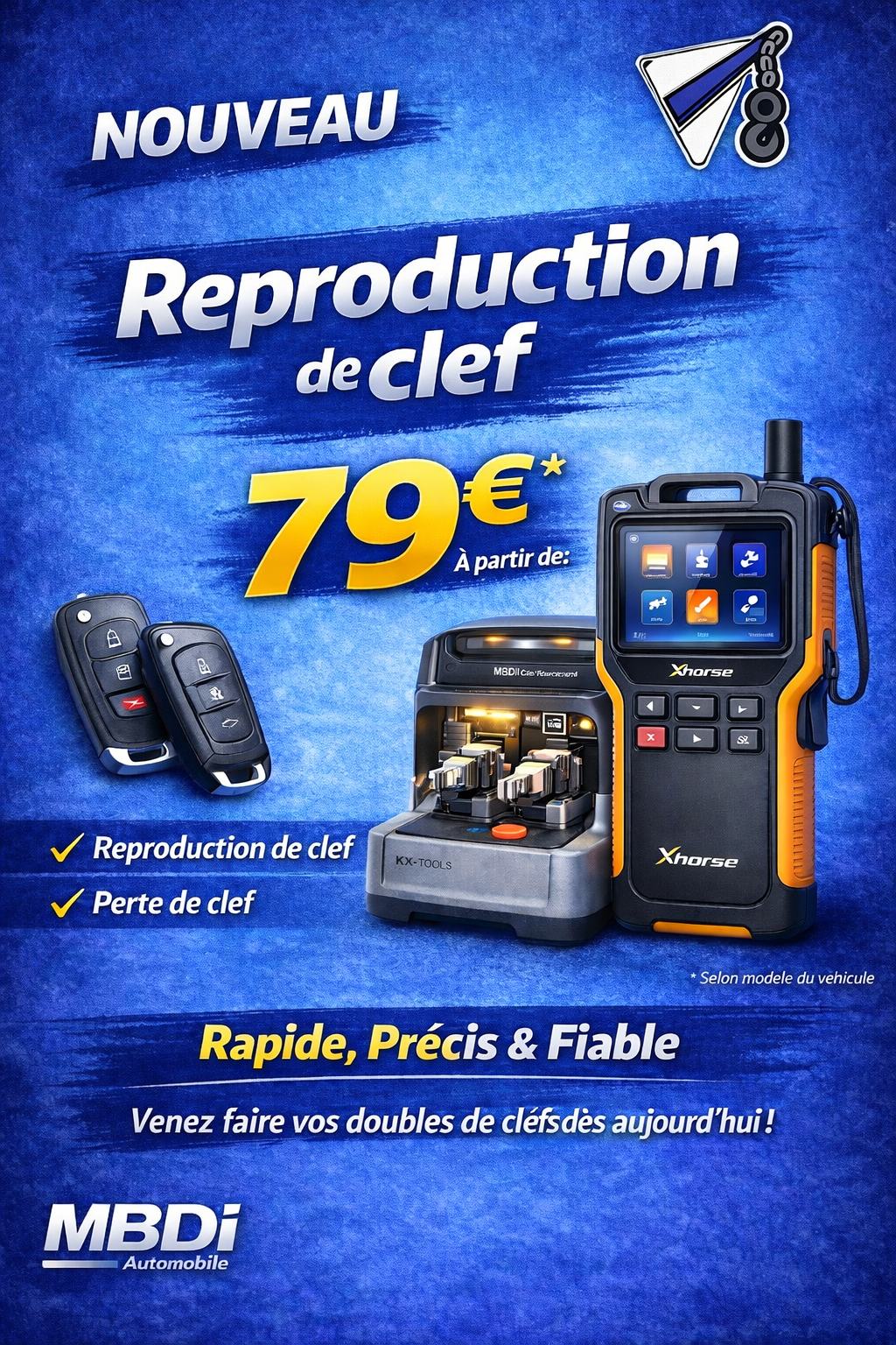 Reproduction de clés de voiture chez MBDI